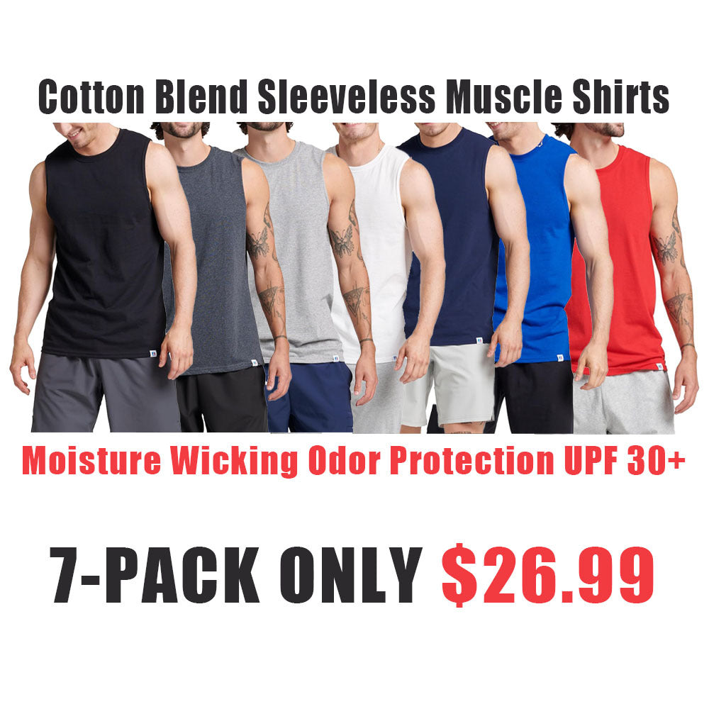 Cotton Blend Sleeveless Muscle Shirts