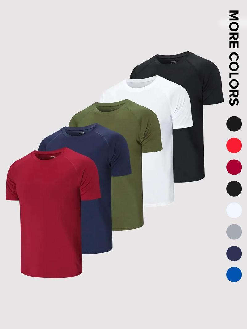 Clearance 2024 Men's Solid Color Crew Neck Quick Dry Breathable T-Shirt