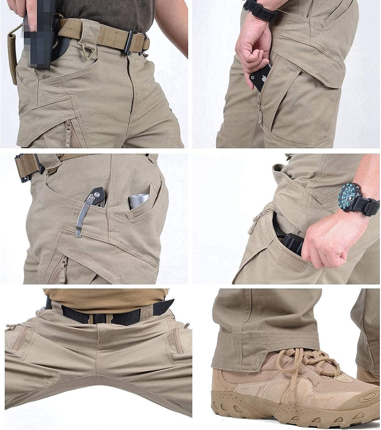 7-packs Men's Assault Tactical Pants Lightweight Cotton Outdoor Military Combat Cargo Trousers