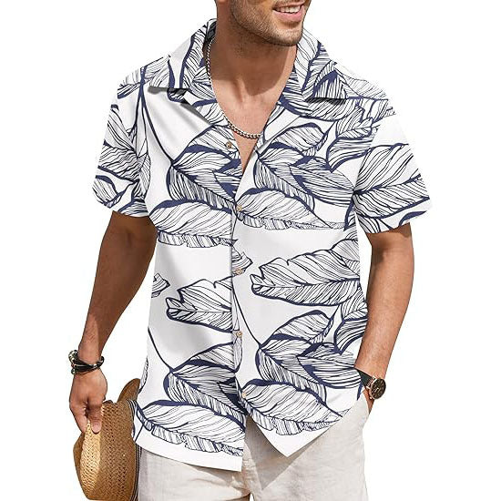 Linen Short Sleeve Floral Casual Shirts