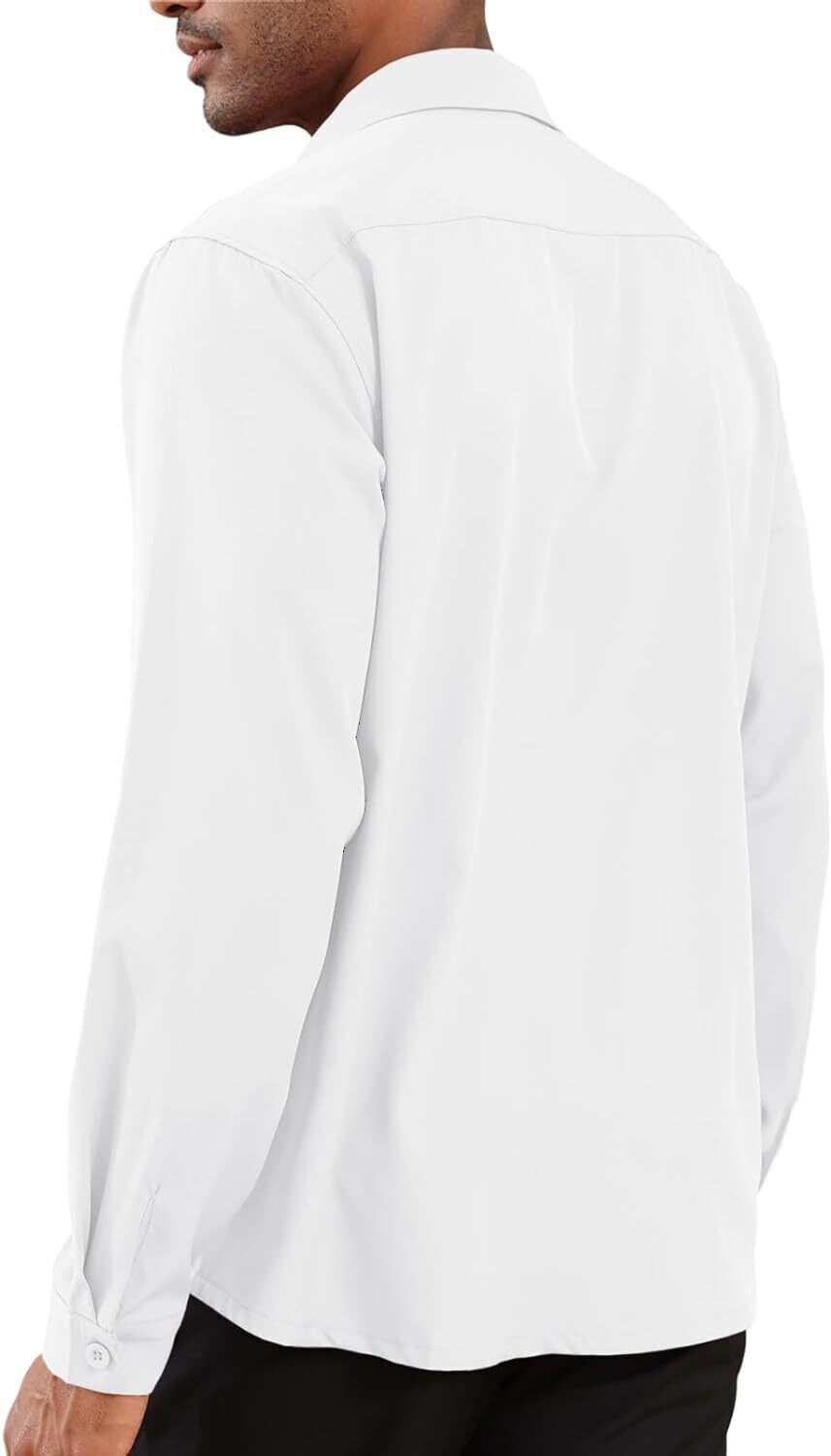8-park Mens Fashion Dress Shirts Solid Color Long Sleeve Regular Fit Casual Button Down Shirts with Two Chest Pockets
