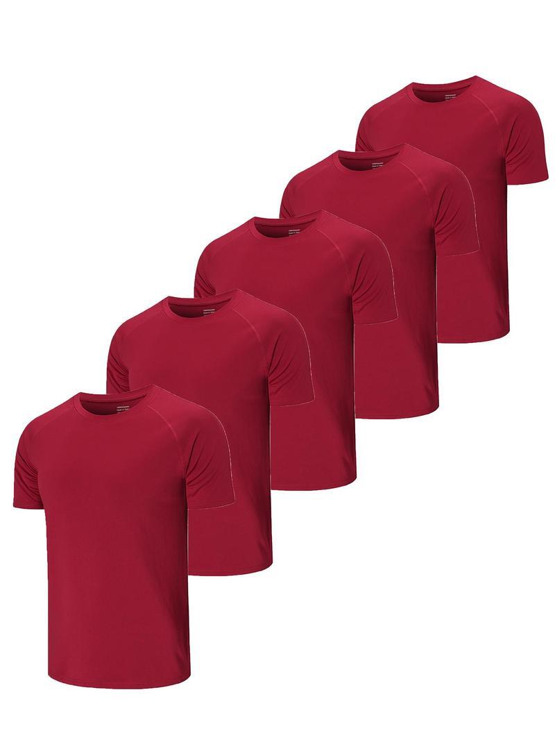 Clearance 2024 Men's Solid Color Crew Neck Quick Dry Breathable T-Shirt