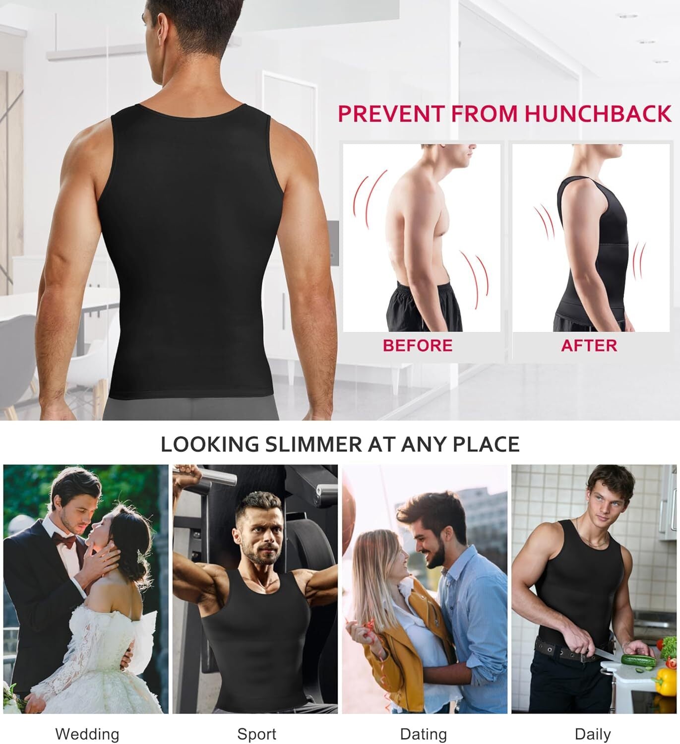 Men Compression Shirt Shapewear Slimming Body Shaper Vest Undershirt Tummy Control Tank Top