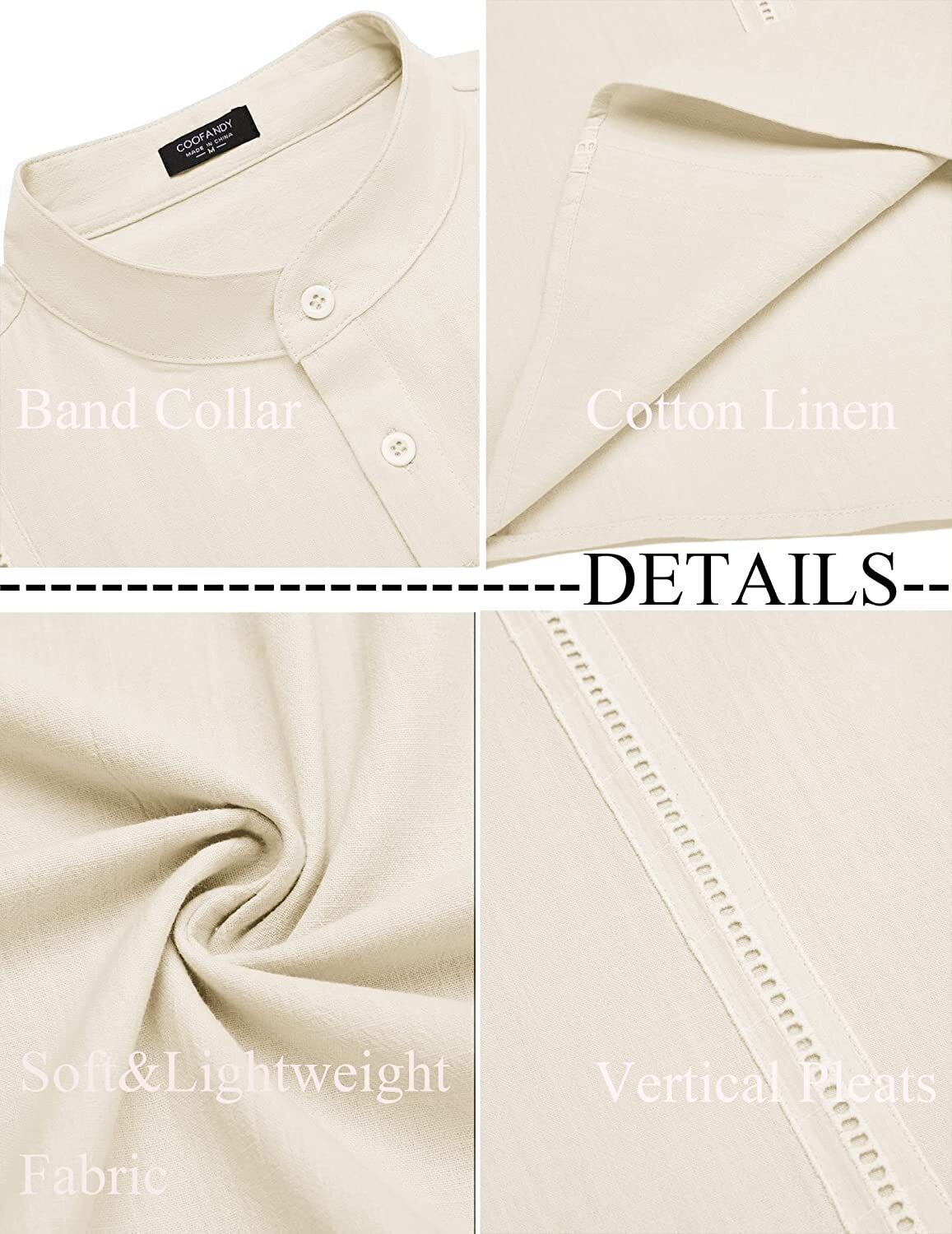 8-Pack Men's Cotton Linen Henley Shirt Short Sleeve Cuban Shirt Hippie Casual Beach Band Collar T Shirts💖Buy two packs for free shipping💖