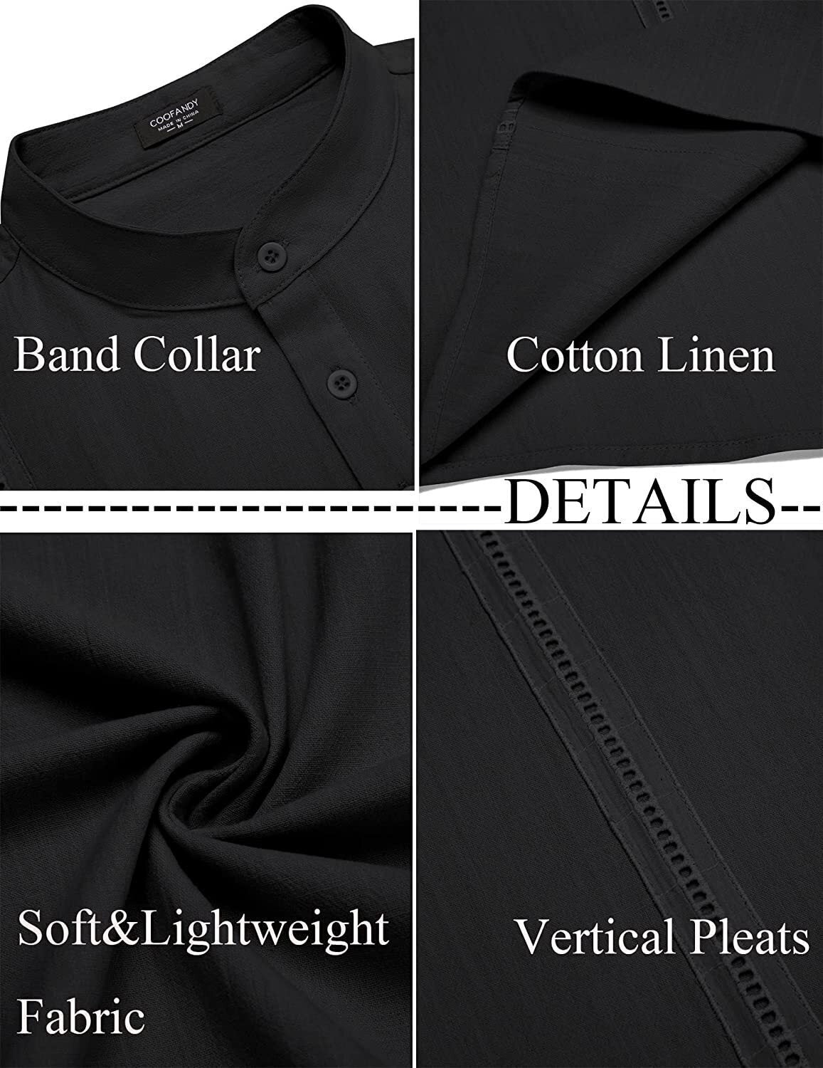 8-Pack Men's Cotton Linen Henley Shirt Short Sleeve Cuban Shirt Hippie Casual Beach Band Collar T Shirts💖Buy two packs for free shipping💖