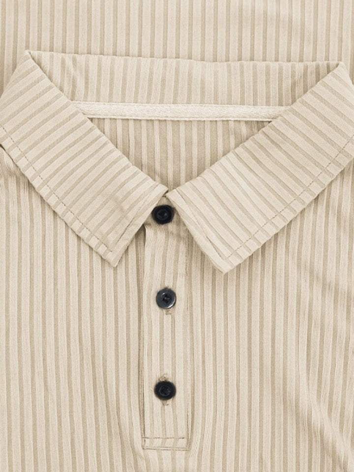 7-PARK Men's lapel striped long sleeve shirt