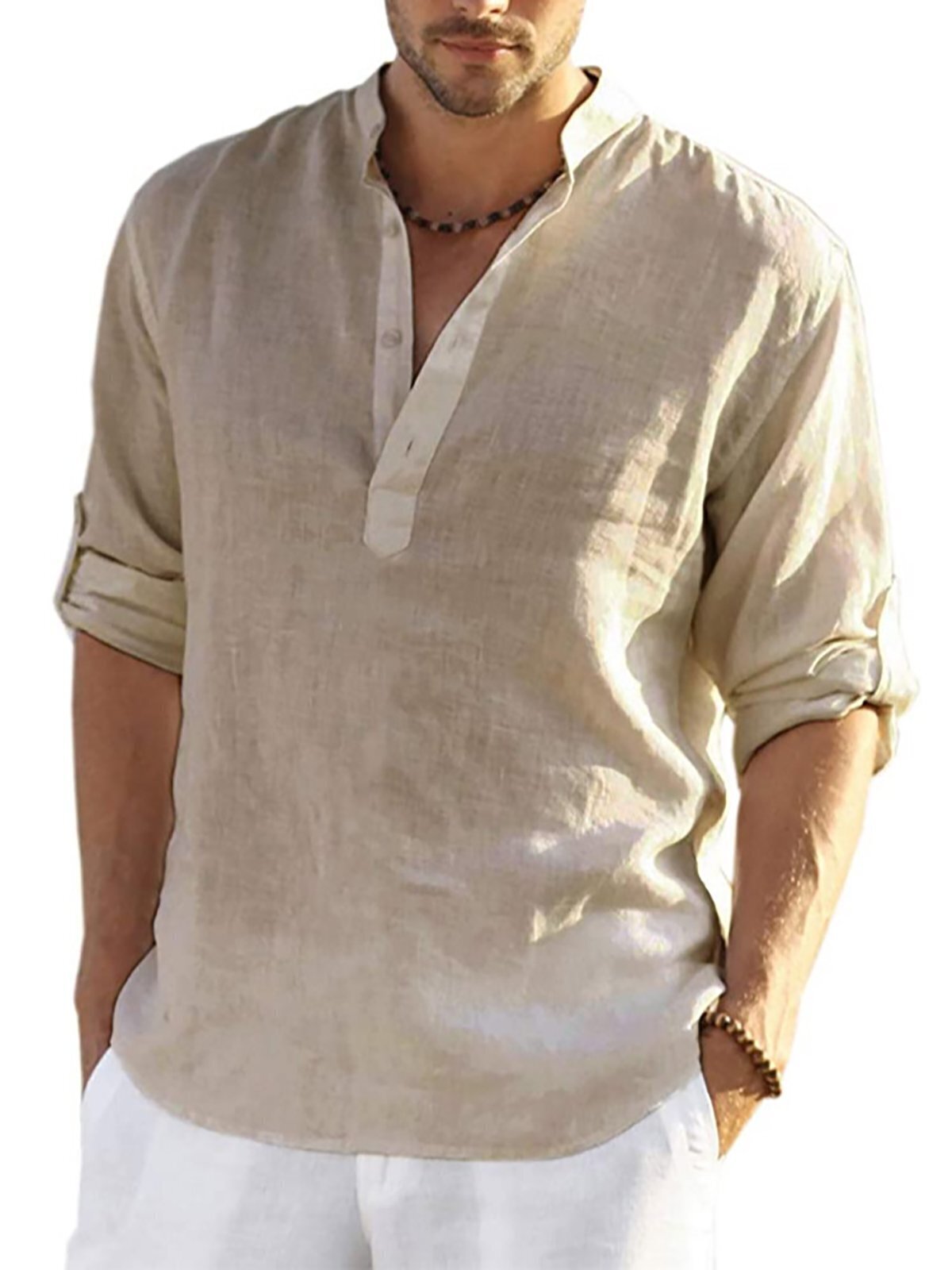 6-Pack Men's Long Sleeve Cotton Linen Shirt💖Buy two packs for free shipping💖
