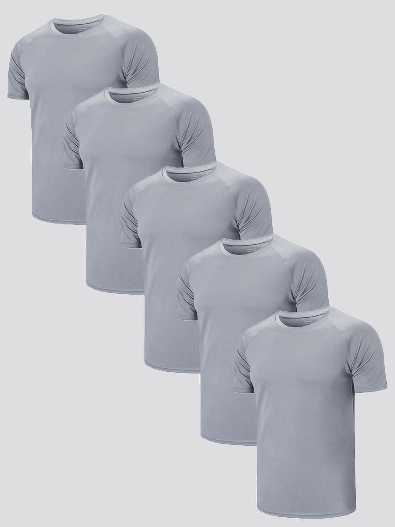 Clearance 2024 Men's Solid Color Crew Neck Quick Dry Breathable T-Shirt