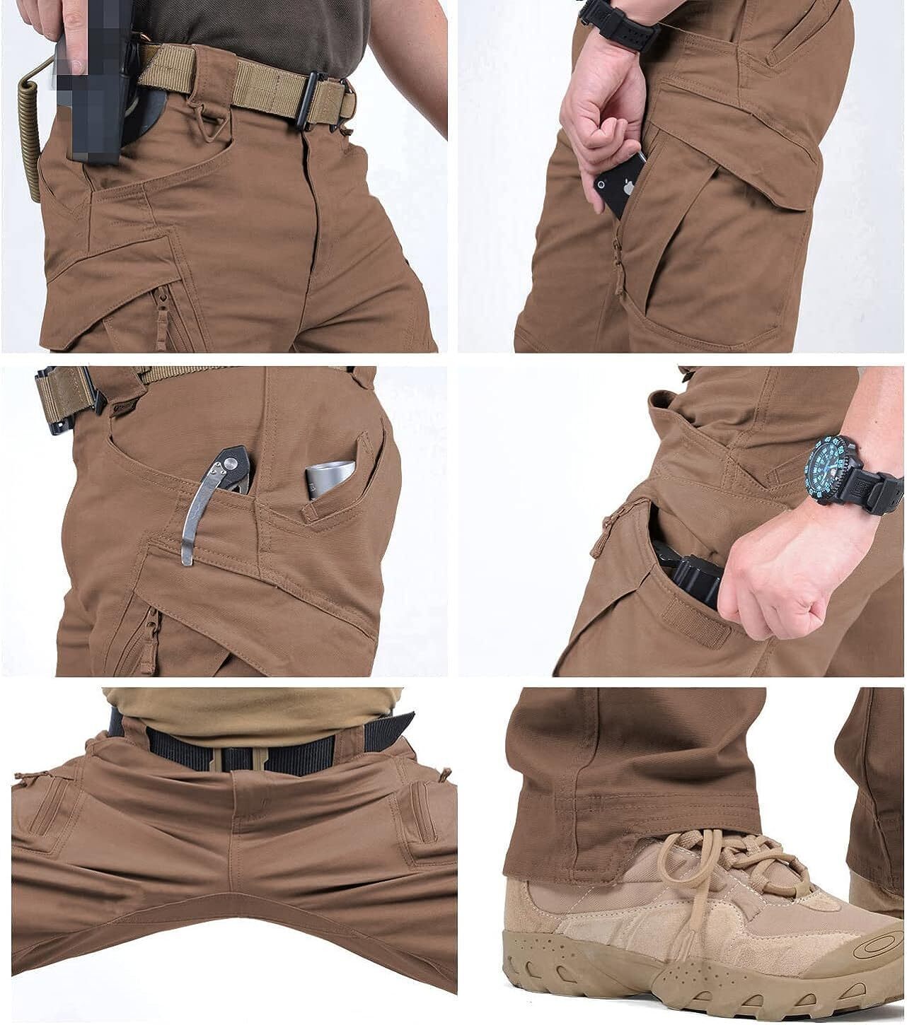 7-packs Men's Assault Tactical Pants Lightweight Cotton Outdoor Military Combat Cargo Trousers