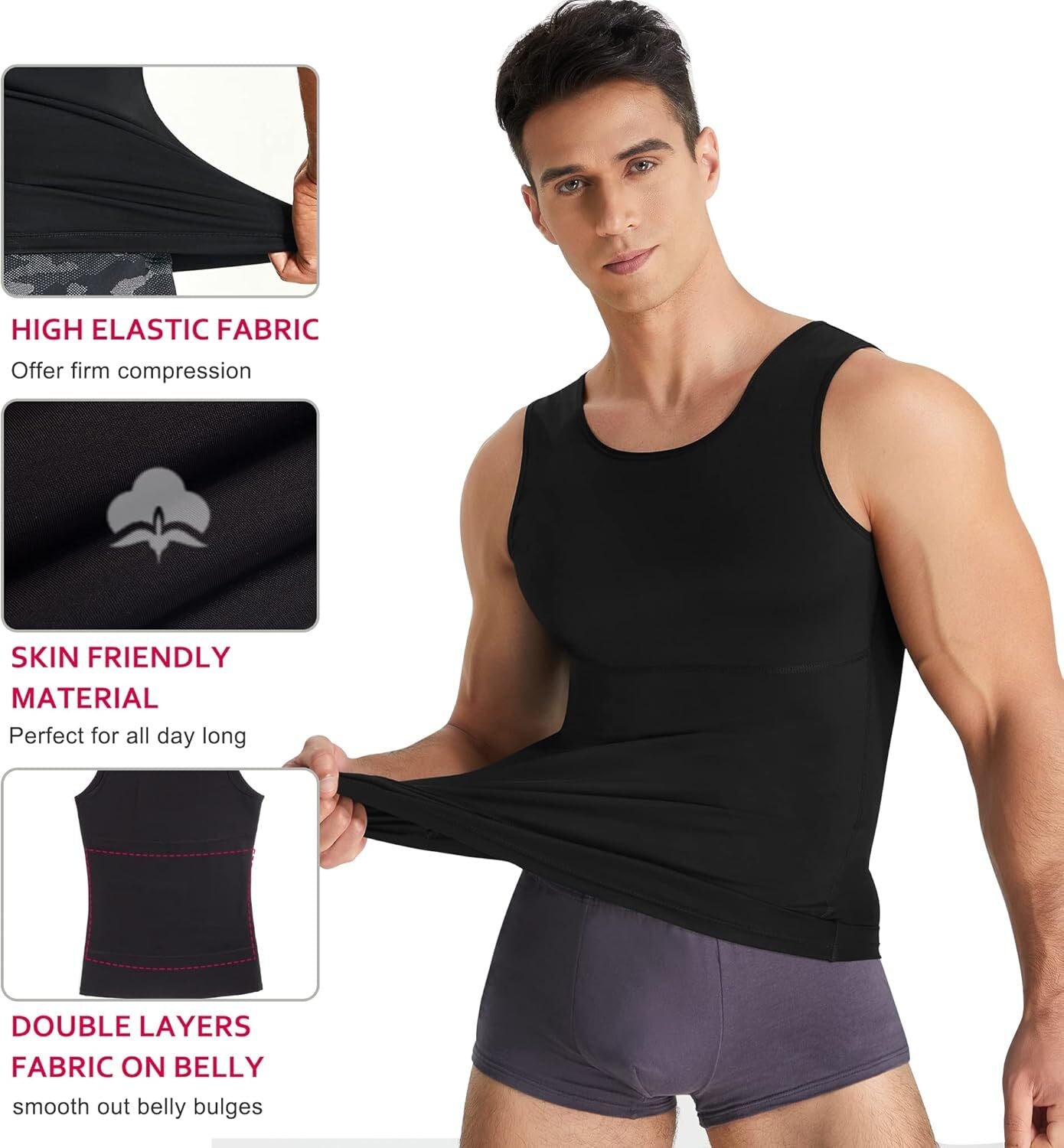 Men Compression Shirt Shapewear Slimming Body Shaper Vest Undershirt Tummy Control Tank Top