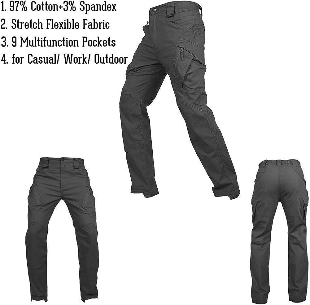 7-packs Men's Assault Tactical Pants Lightweight Cotton Outdoor Military Combat Cargo Trousers