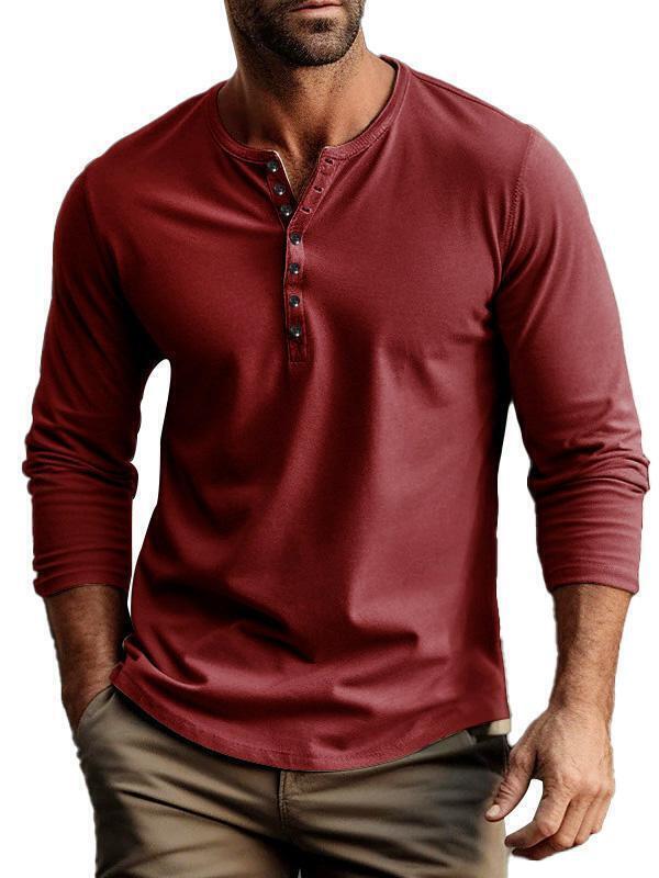 6-park Men's buttoned bottoming long sleeve henley shirt