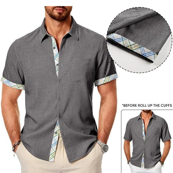 Casual Short Sleeve Men's Button Down Shirts