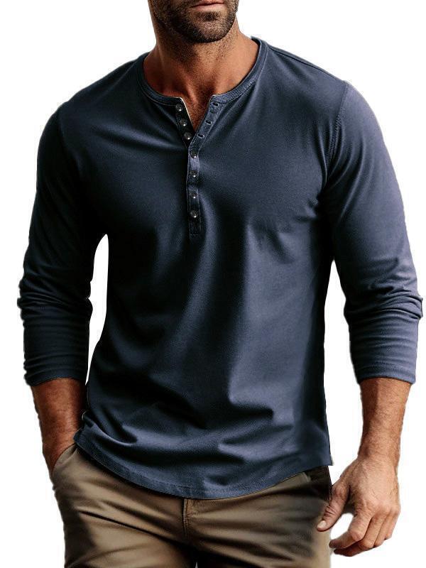 6-park Men's buttoned bottoming long sleeve henley shirt