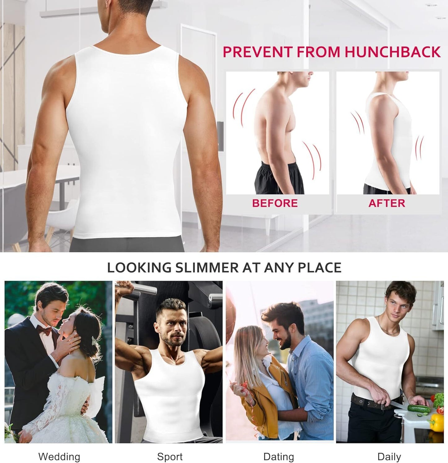 Men Compression Shirt Shapewear Slimming Body Shaper Vest Undershirt Tummy Control Tank Top
