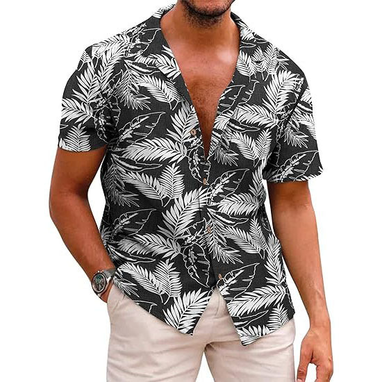 Linen Short Sleeve Floral Casual Shirts