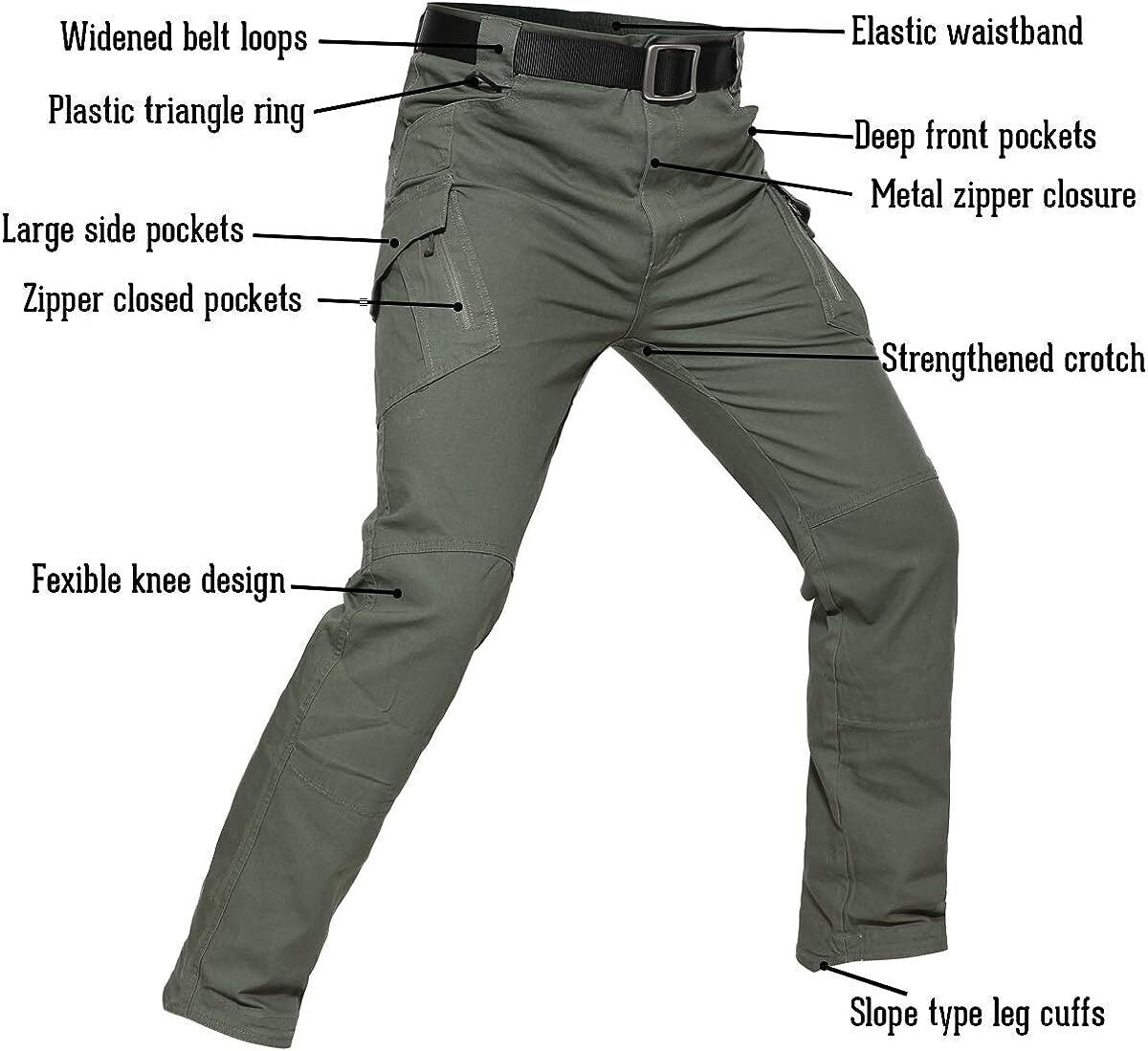 7-packs Men's Assault Tactical Pants Lightweight Cotton Outdoor Military Combat Cargo Trousers