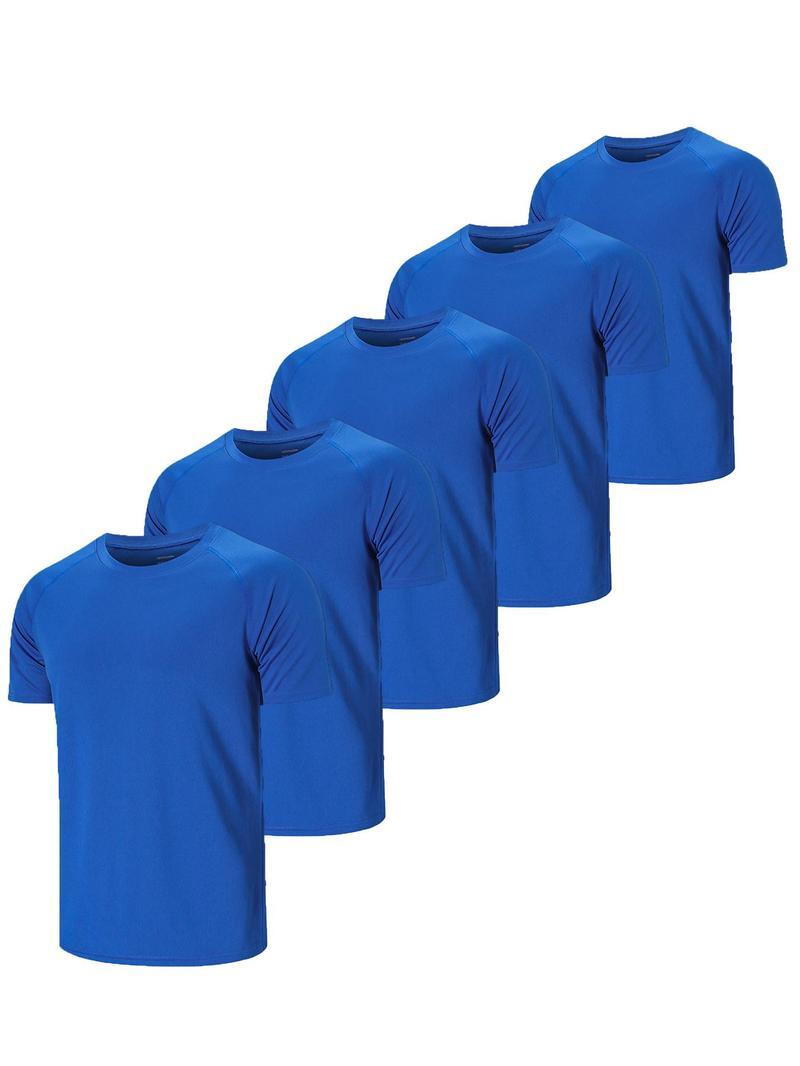 Clearance 2024 Men's Solid Color Crew Neck Quick Dry Breathable T-Shirt
