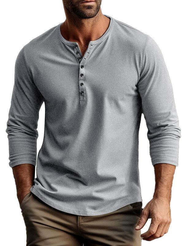 6-park Men's buttoned bottoming long sleeve henley shirt
