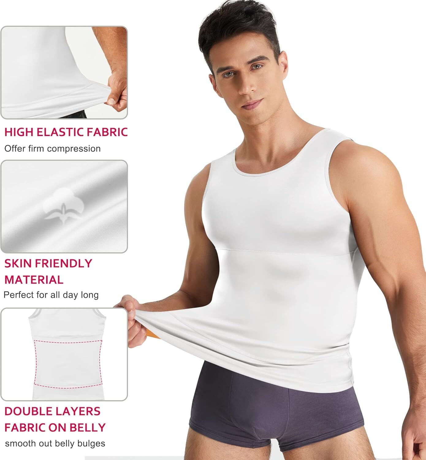 Men Compression Shirt Shapewear Slimming Body Shaper Vest Undershirt Tummy Control Tank Top