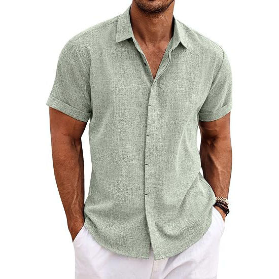 Men's Casual Linen Button Down Shirt