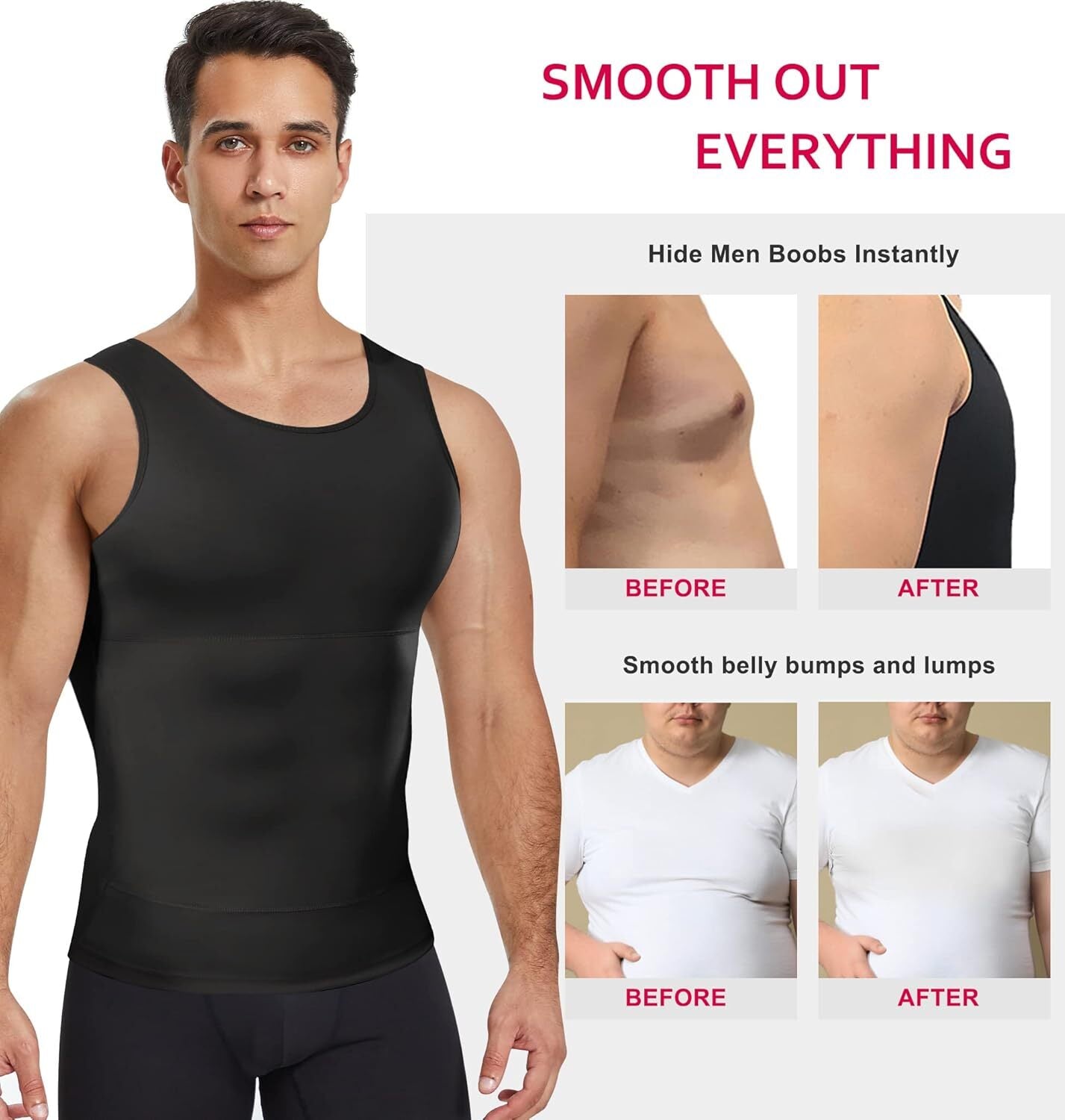 Men Compression Shirt Shapewear Slimming Body Shaper Vest Undershirt Tummy Control Tank Top