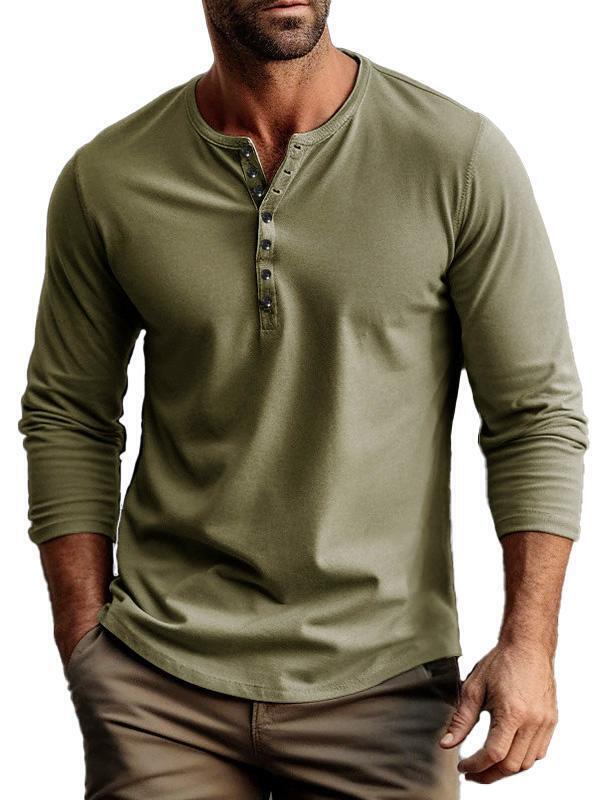 6-park Men's buttoned bottoming long sleeve henley shirt