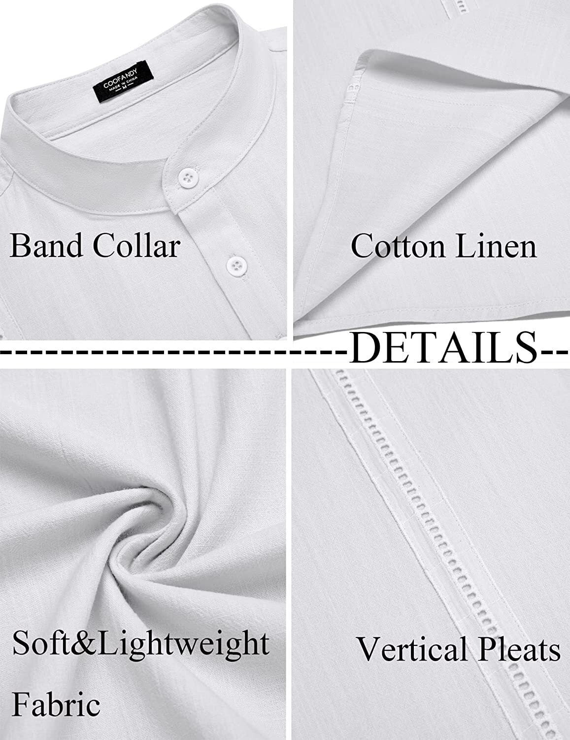 8-Pack Men's Cotton Linen Henley Shirt Short Sleeve Cuban Shirt Hippie Casual Beach Band Collar T Shirts💖Buy two packs for free shipping💖