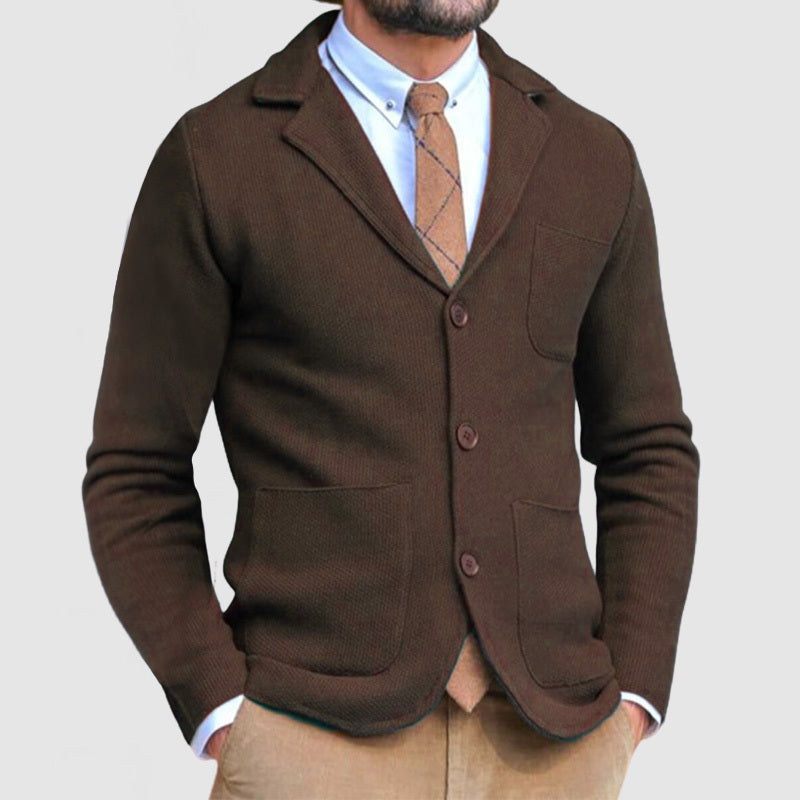 6-Pack Men's Elegant Lapel Long Sleeve Knit Jacket