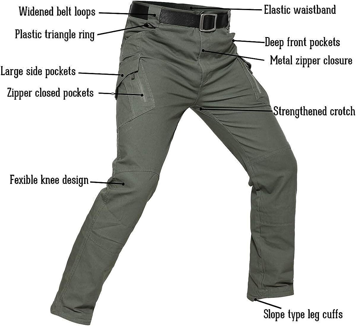 7-packs Men's Assault Tactical Pants Lightweight Cotton Outdoor Military Combat Cargo Trousers