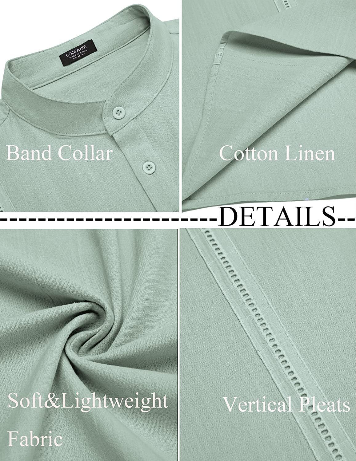 8-Pack Men's Cotton Linen Henley Shirt Short Sleeve Cuban Shirt Hippie Casual Beach Band Collar T Shirts💖Buy two packs for free shipping💖