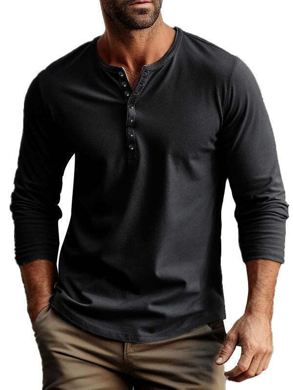 6-park Men's buttoned bottoming long sleeve henley shirt