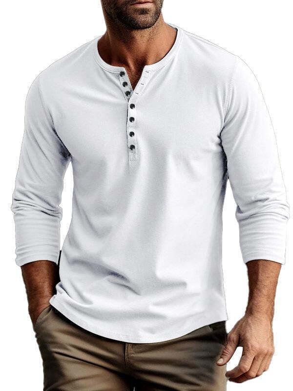 6-park Men's buttoned bottoming long sleeve henley shirt