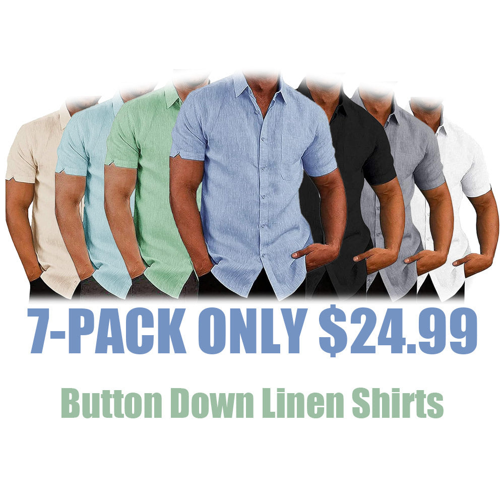 Men's Casual Summer Button Down Linen Shirts