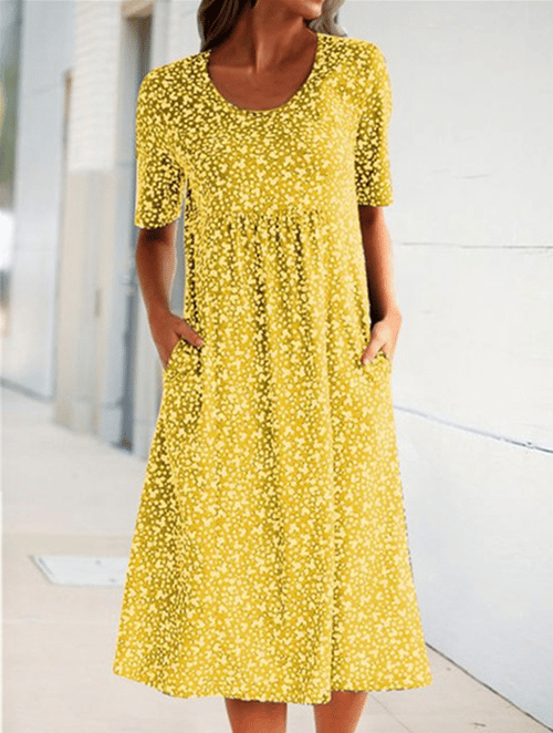 Casual Women Scoop Neck Floral Dress