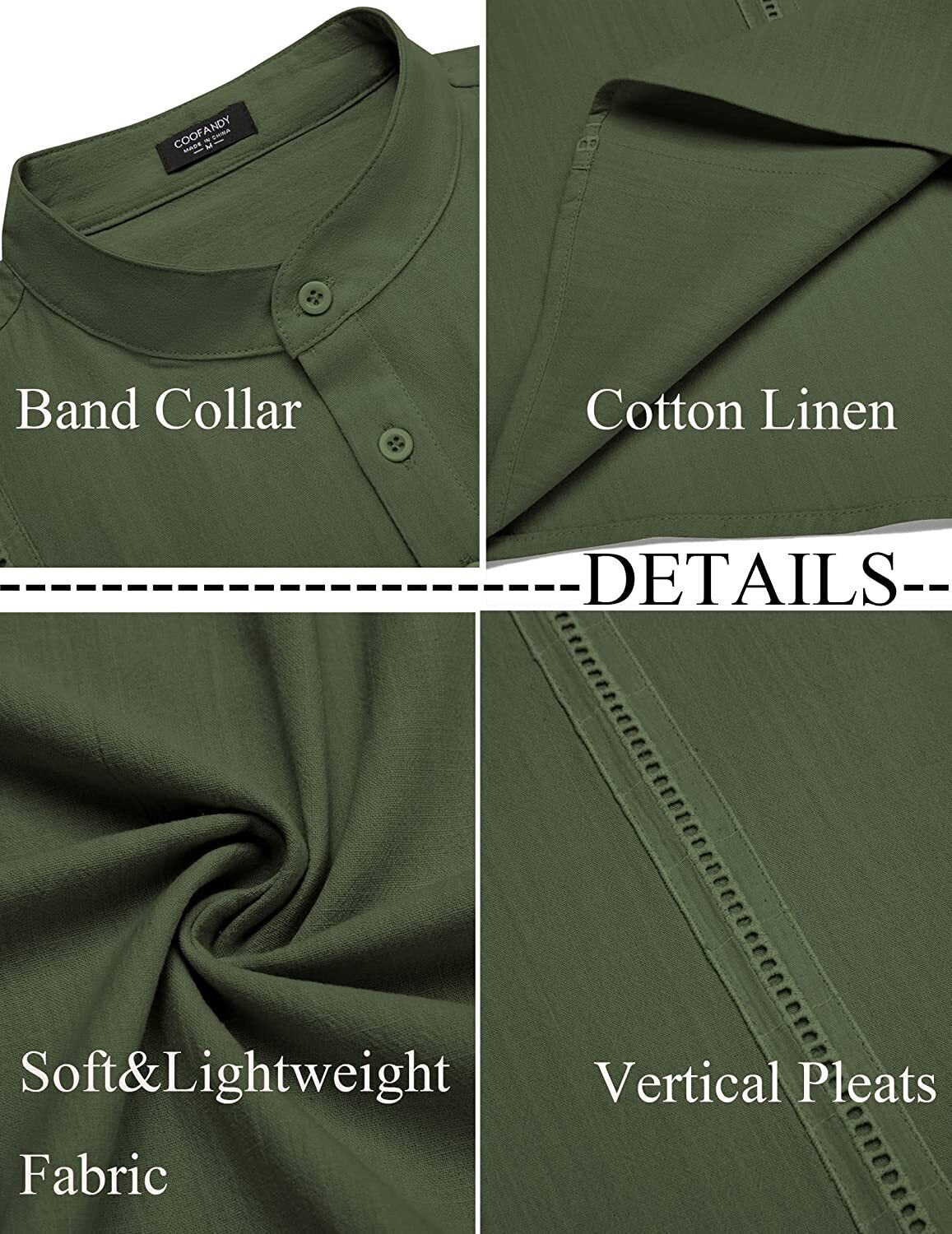 8-Pack Men's Cotton Linen Henley Shirt Short Sleeve Cuban Shirt Hippie Casual Beach Band Collar T Shirts💖Buy two packs for free shipping💖