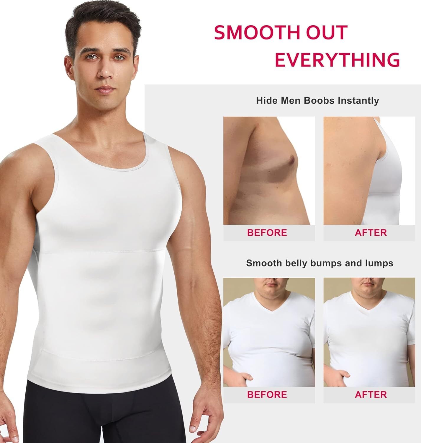 Men Compression Shirt Shapewear Slimming Body Shaper Vest Undershirt Tummy Control Tank Top