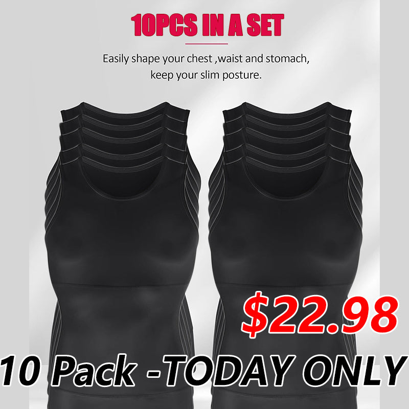 Men Compression Shirt Shapewear Slimming Body Shaper Vest Undershirt Tummy Control Tank Top