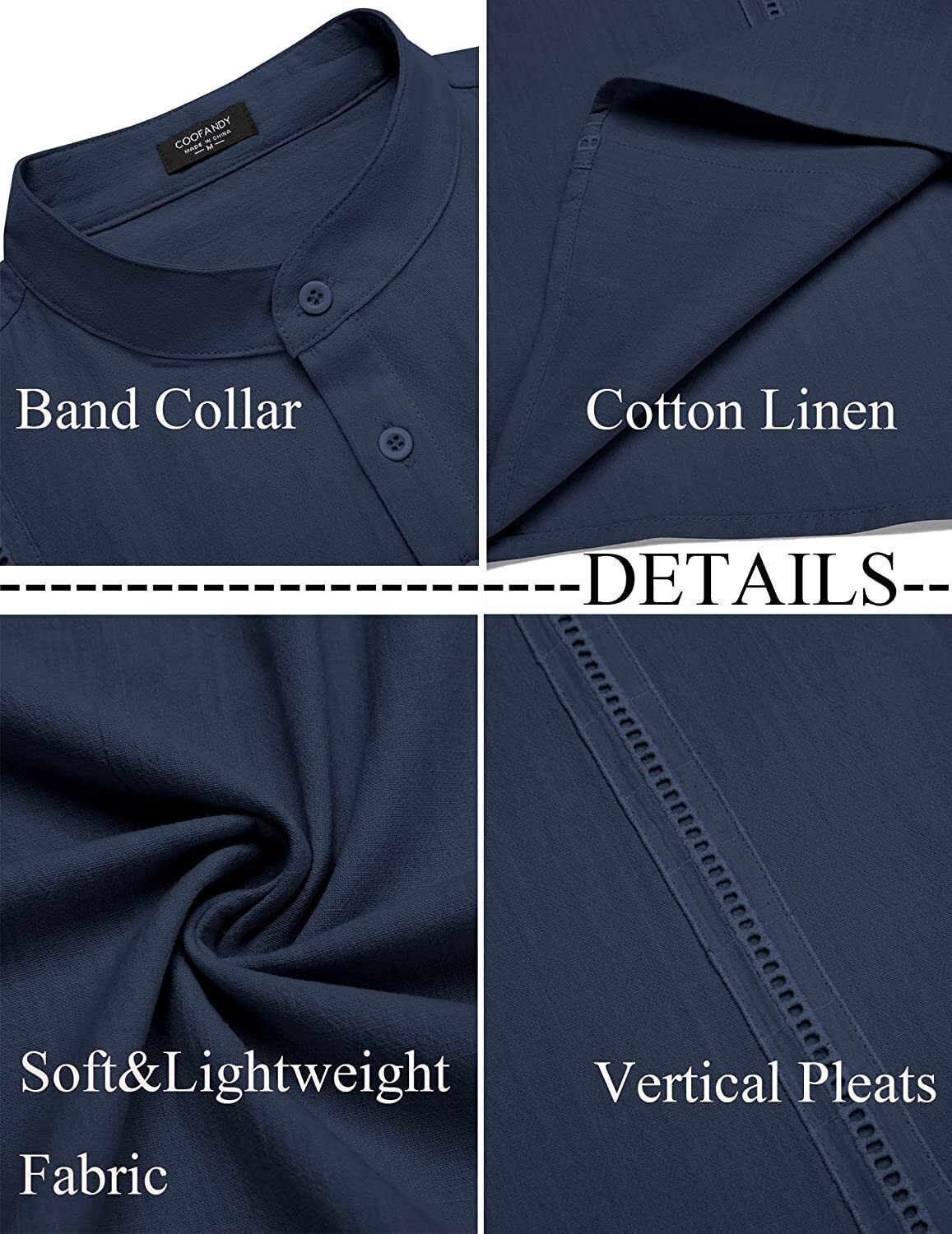 8-Pack Men's Cotton Linen Henley Shirt Short Sleeve Cuban Shirt Hippie Casual Beach Band Collar T Shirts💖Buy two packs for free shipping💖