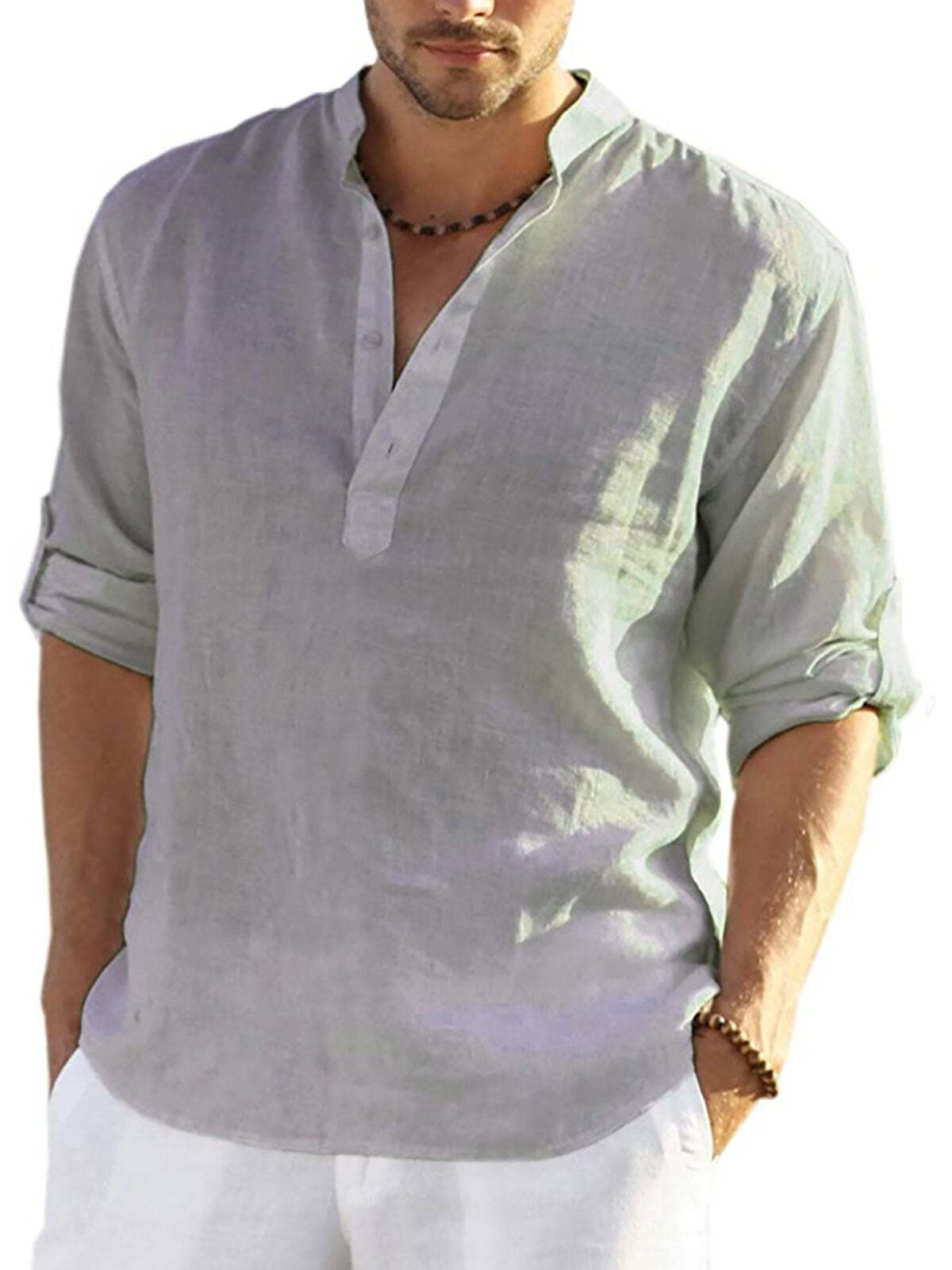 6-Pack Men's Long Sleeve Cotton Linen Shirt💖Buy two packs for free shipping💖