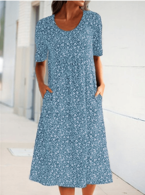 Casual Women Scoop Neck Floral Dress
