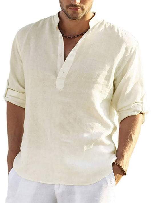 6-Pack Men's Long Sleeve Cotton Linen Shirt💖Buy two packs for free shipping💖