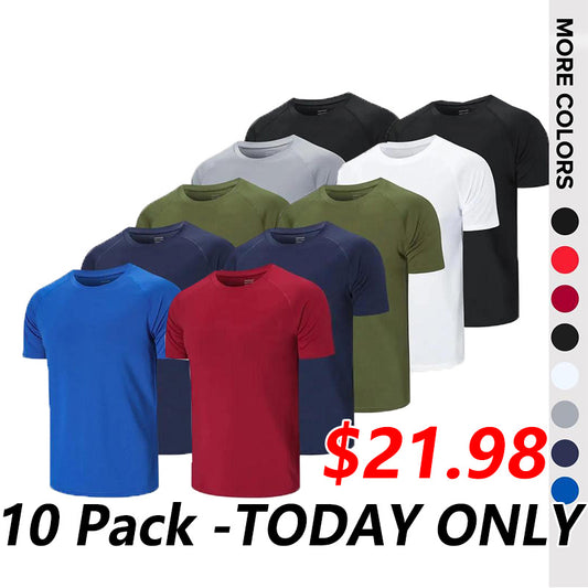 Clearance 2024 Men's Solid Color Crew Neck Quick Dry Breathable T-Shirt