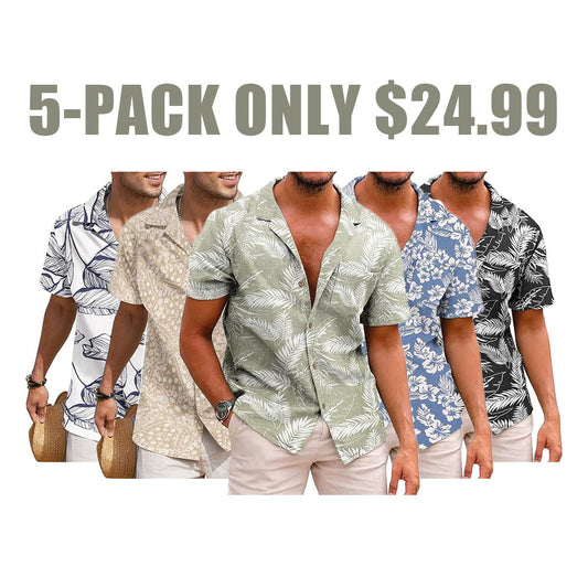 Linen Short Sleeve Floral Casual Shirts