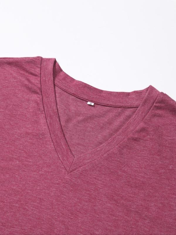 5 Colors Solid Short Sleeve V Neck Tee