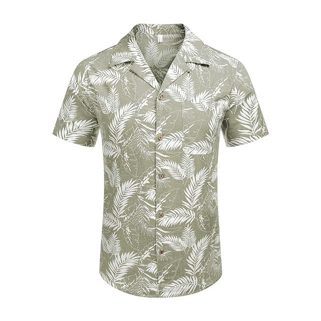 Linen Short Sleeve Floral Casual Shirts