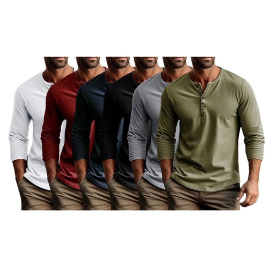 6-park Men's buttoned bottoming long sleeve henley shirt