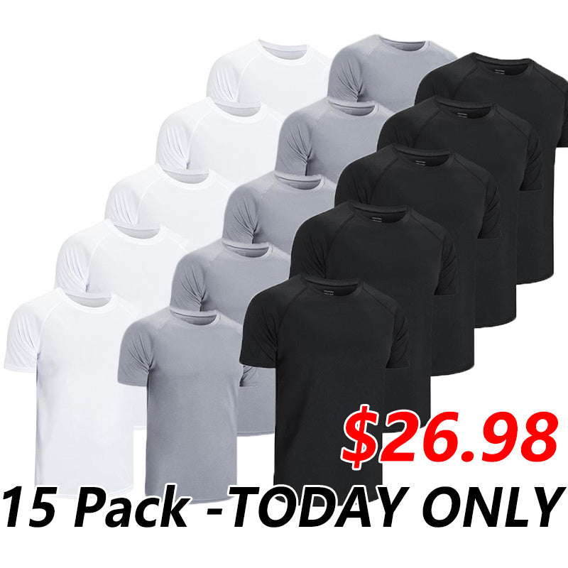 Clearance 2024 Men's Solid Color Crew Neck Quick Dry Breathable T-Shirt