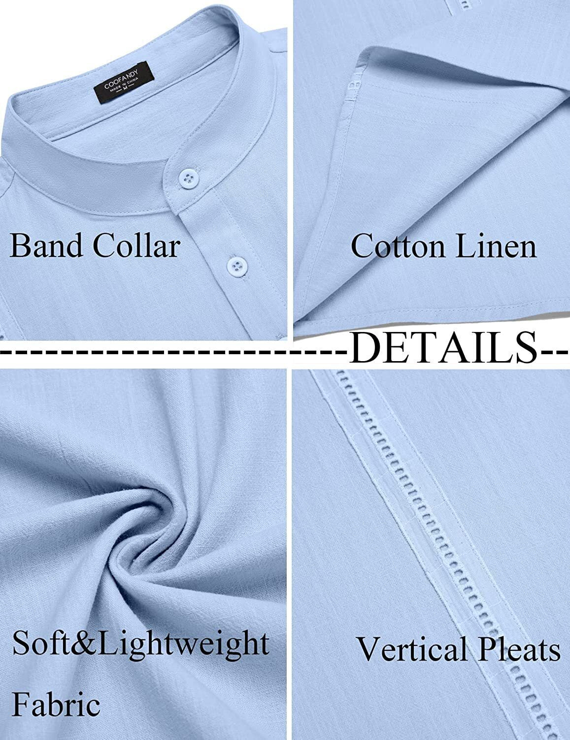 8-Pack Men's Cotton Linen Henley Shirt Short Sleeve Cuban Shirt Hippie Casual Beach Band Collar T Shirts💖Buy two packs for free shipping💖