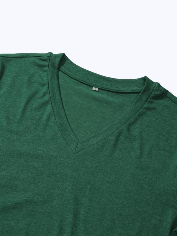 5 Colors Solid Short Sleeve V Neck Tee